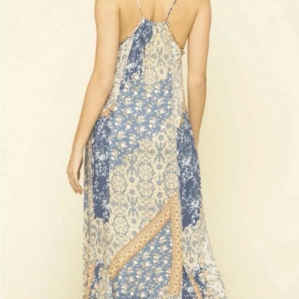 Free People Bohemian Blue and Cream Maxi Dress - Picture 2 of 10